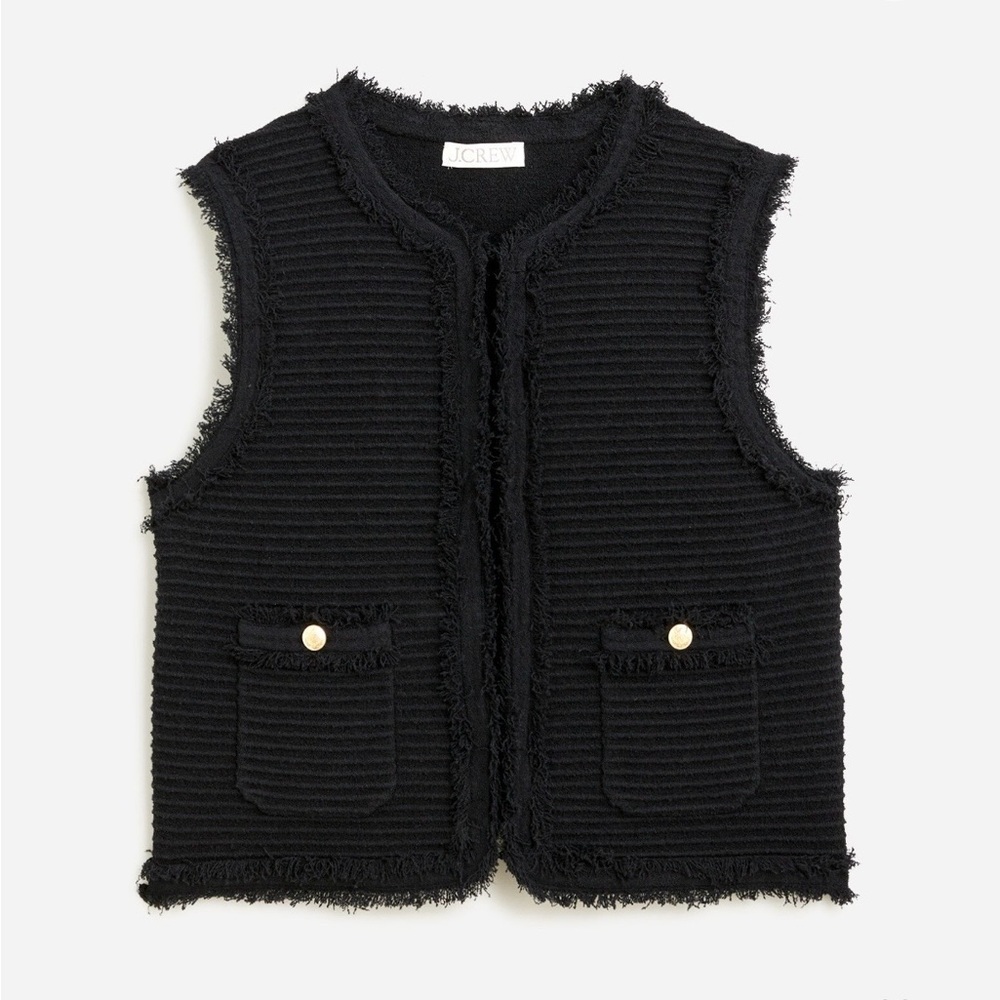 J.Crew Black Frayed Edge Top